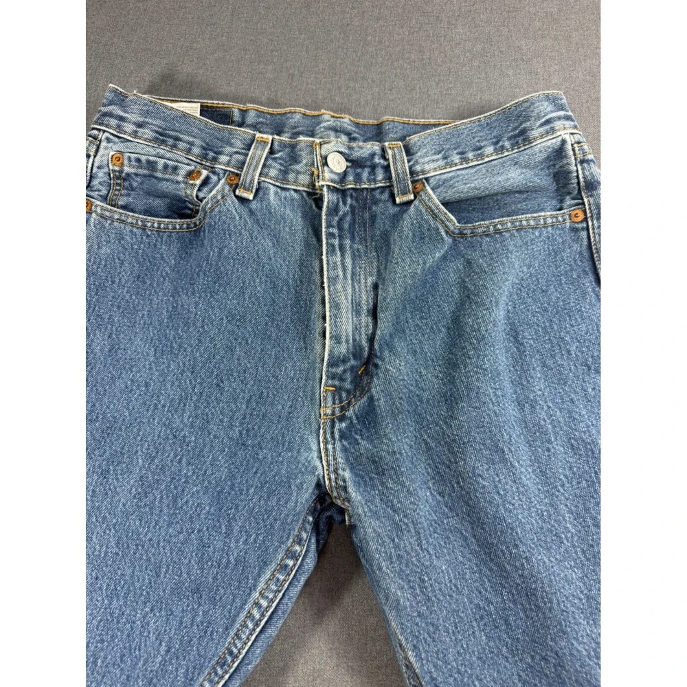 Levis 505 Regular Fit Straight Leg Jeans Medium Wash Blue Denim W32 L36
